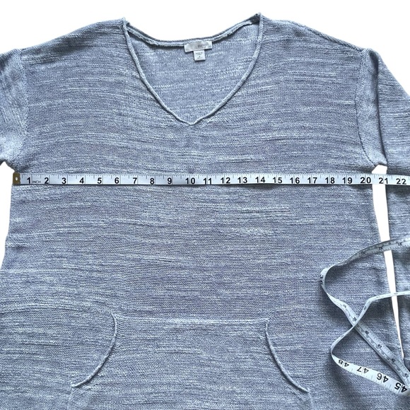 Pure Jill Light Blue long sleeve cotton summer Sweater V-Neck, front pocket Sz M - Picture 12 of 13